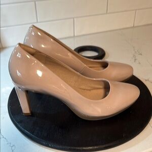 Elegant Nude Patent Leather Pumps